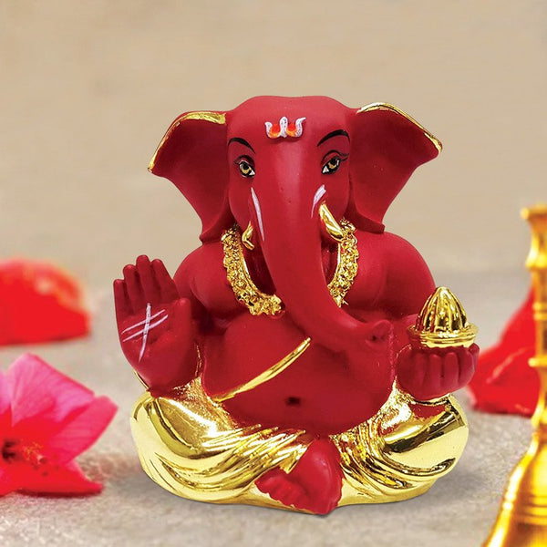 Dagdu Ganesha in Sitting Posture for Car Dashboard