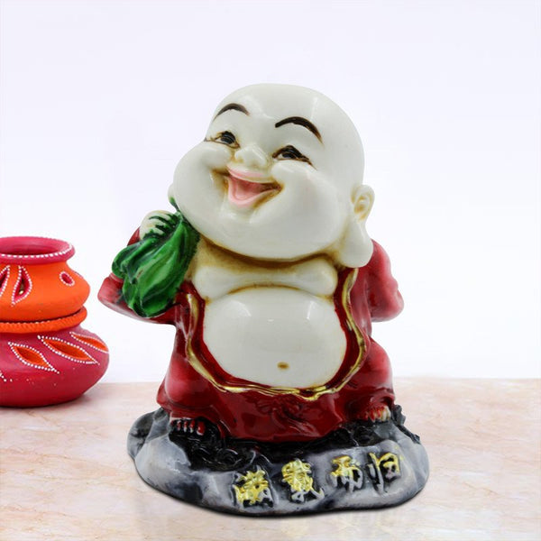 Handcrafted Ployresin Lord Buddha Standing With Laughing Multicolour Statue Showpiece Home Decor/Office Decor/Spiritual Gift - Karigaari India Aesthetic Home Decor