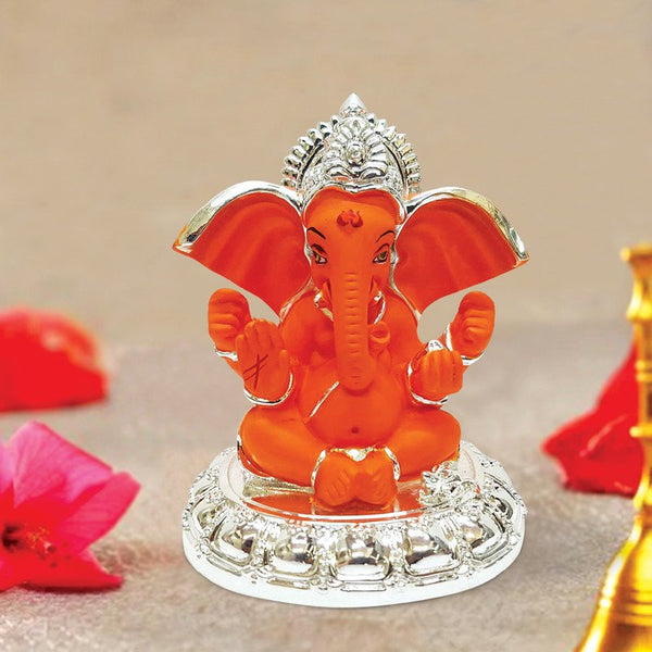 Ceramic Silver Plated Ganesha with Big Ears for Car