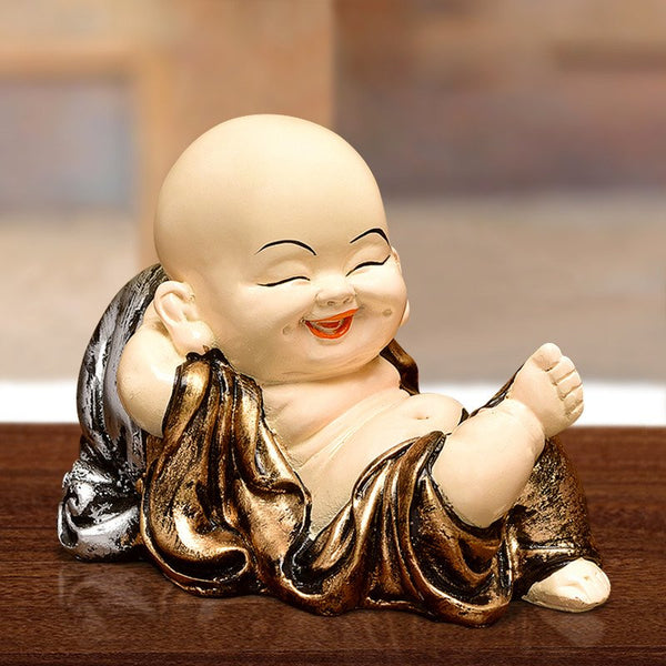 Handcrafted Ployresin Lord Buddha Sleeping Golden Colour Statue Showpiece Home Decor/Office Decor/Spiritual Gift - Karigaari India Aesthetic Home Decor