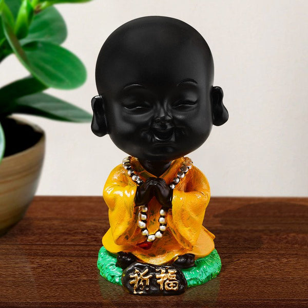 Handcrafted Ployresin Lord Buddha Orange Praying And Sitting  Statue  Showpiece Home Decor/Office Decor/Spiritual Gift - Karigaari India Aesthetic Home Decor