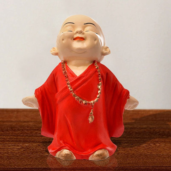 Handcrafted Ployresin  Orange Colour Lord Buddha Standing Statue  Showpiece Home Decor/Office Decor/Spiritual Gift - Karigaari India Aesthetic Home Decor