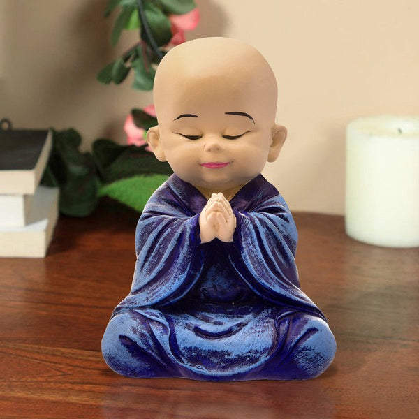 Handcrafted Ployresin Lord Buddha Sitting Praying Light Purple Statue  Showpiece Home Decor/Office Decor/Spiritual Gift