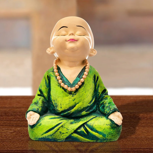 Handcrafted Ployresin Lord Buddha Meditating Statue  Showpiece Home Decor/Office Decor/Spiritual Gift, Light Green Colour