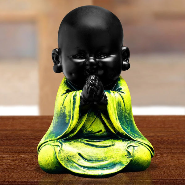 Handcrafted Ployresin Lord Buddha Light Green Colour Praying And Sitting Statue Showpiece Home Decor/Office Decor/Spiritual Gift