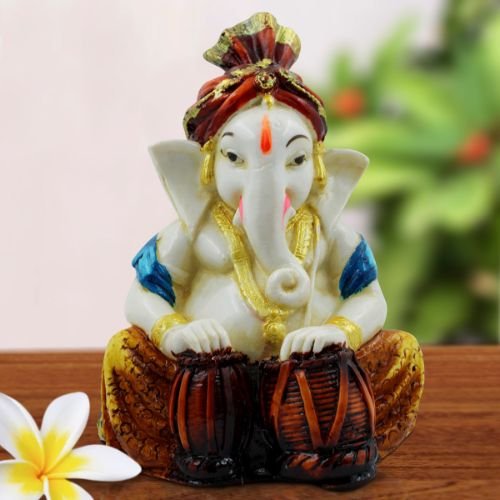 Musical Ganesha Idol with Drums - Festive Home Decor - Karigaari India Aesthetic Home Decor