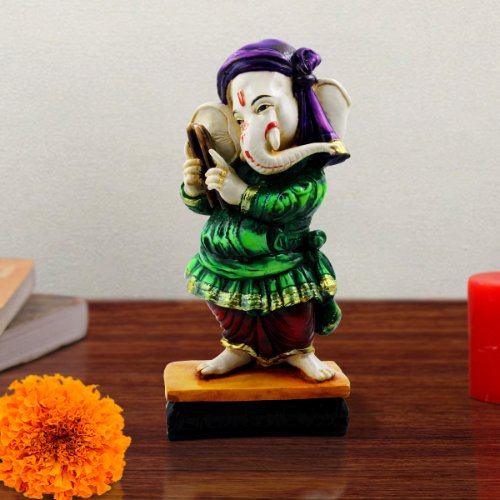 Lord Ganesha Standing Wearing Traditional Cloth Idol for Home Decor