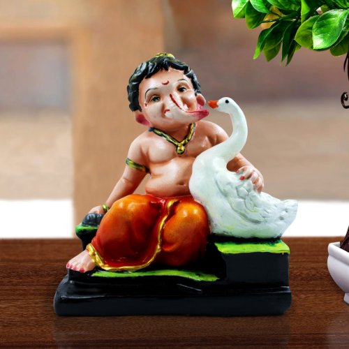 Lord Ganesha Sitting With Swans Idol Best for Home Decor