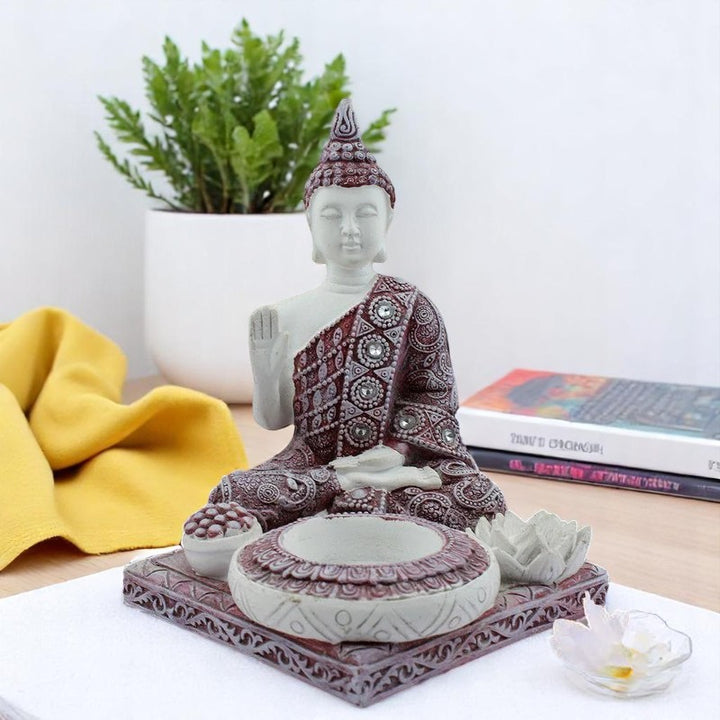 Handcrafted Ployresin Lord Buddha Meditating Statue Showpiece Home Decor/Office Decor/Spiritual Gift, Multicolour - Karigaari India Aesthetic Home Decor