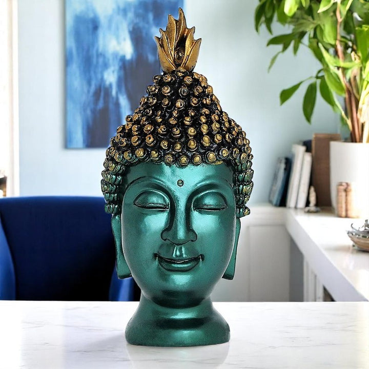 Handcrafted Ployresin Lord Buddha Face Multicolour Statue Showpiece Home Decor/Office Decor/Spiritual Gift - Karigaari India Aesthetic Home Decor