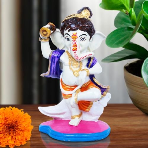Unique Design Lord Ganesha Stanting & Playing Damroo Multicolor Best Item for Home Decor - Karigaari India Aesthetic Home Decor