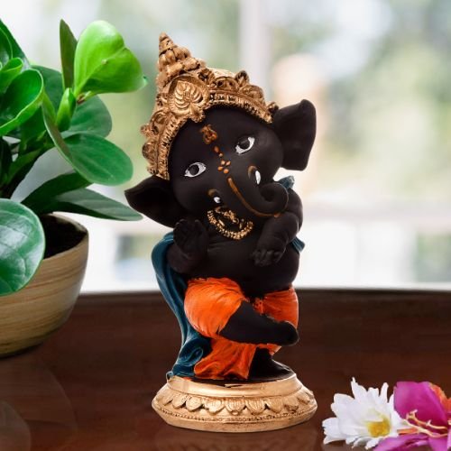 Unique Little Lord Ganesha Standing With One Leg Idol Black Color Best Item for Home Decor
