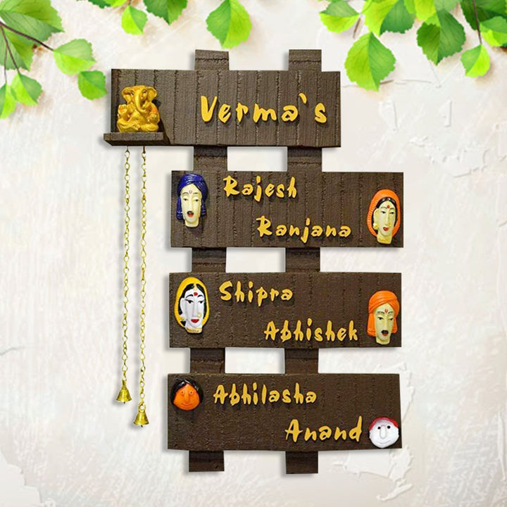 Family Sturdy Customized Name Plate for Home Entrance Office Outdoor with Wooden Letters - Karigaari India Aesthetic Home Decor