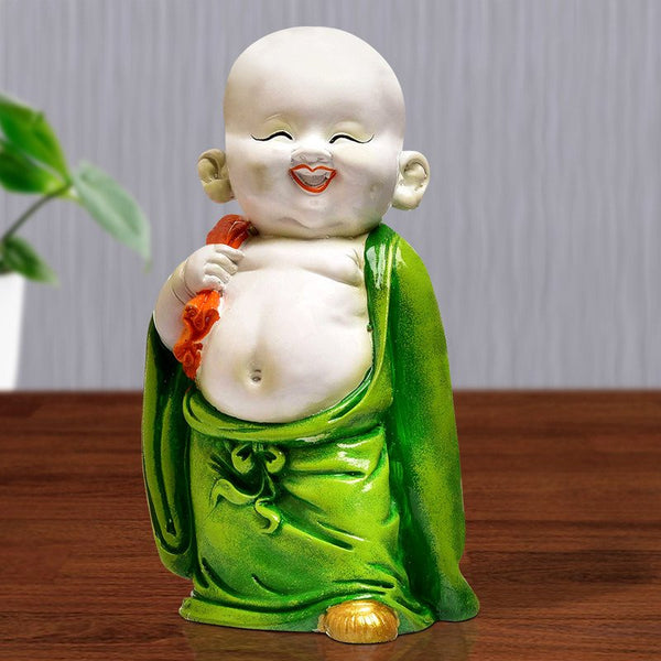 Handcrafted Ployresin Lord Buddha Multicolour Laughing And Standing Statue Showpiece Home Decor/Office Decor/Spiritual Gift - Karigaari India Aesthetic Home Decor