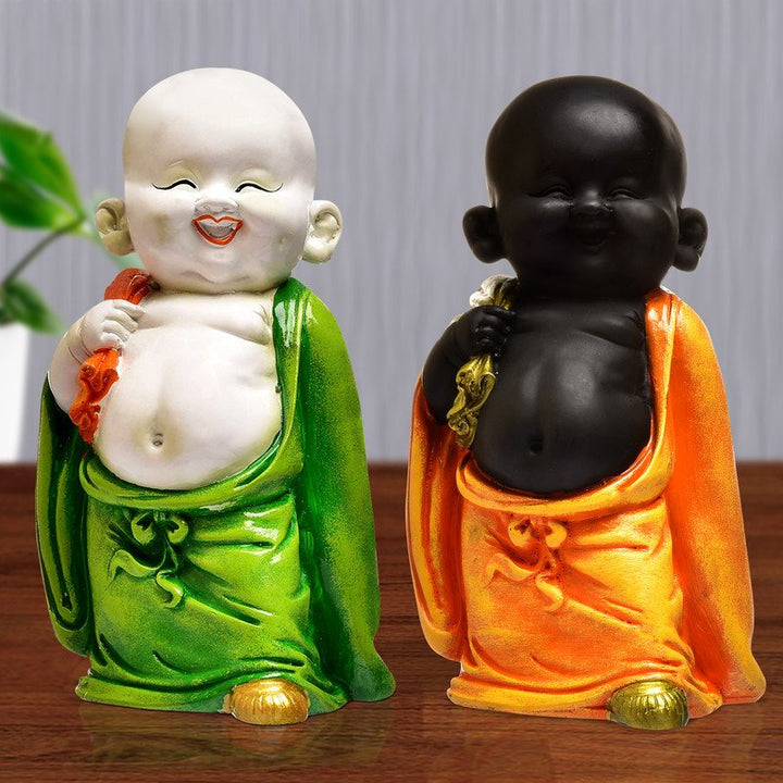 Handcrafted Ployresin Lord Buddha Multicolour Standing Statues Showpiece Home Decor/Office Decor/Spiritual Gift, Two Pieces - Karigaari India Aesthetic Home Decor