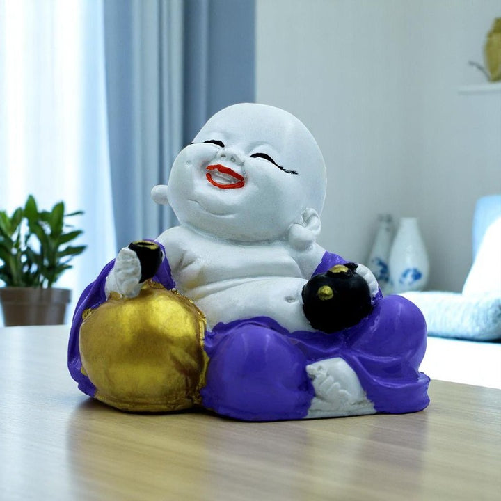 Handcrafted Ployresin Lord Buddha Sitting Smile Statue Showpiece Home Decor/Office Decor/Spiritual Gift, Multicolour - Karigaari India Aesthetic Home Decor