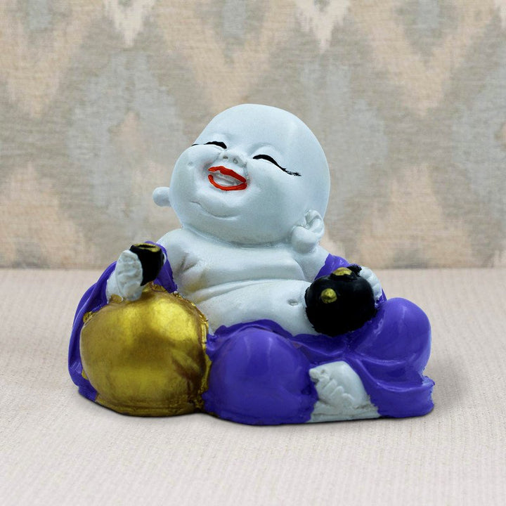 Handcrafted Ployresin Lord Buddha Sitting Smile Statue Showpiece Home Decor/Office Decor/Spiritual Gift, Multicolour - Karigaari India Aesthetic Home Decor