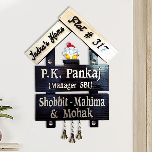 Hut Style Durable Beautiful Wooden Name Plate for Home Office Sturdy - Karigaari India Aesthetic Home Decor