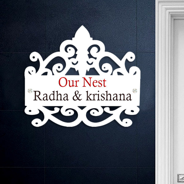 White Sturdy Personalized Wooden Name Plate for House Custom Stylish - Karigaari India Aesthetic Home Decor