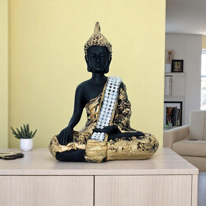Handcrafted Ployresin Lord Buddha Sitting And Meditation  Statue Showpiece Home Decor/Office Decor/Spiritual Gift - Karigaari India Aesthetic Home Decor