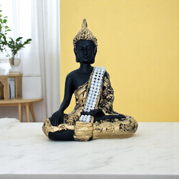 Handcrafted Ployresin Lord Buddha Sitting And Meditation  Statue Showpiece Home Decor/Office Decor/Spiritual Gift - Karigaari India Aesthetic Home Decor