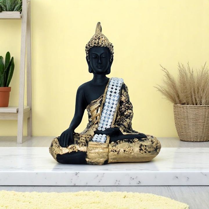 Handcrafted Ployresin Lord Buddha Sitting And Meditation  Statue Showpiece Home Decor/Office Decor/Spiritual Gift - Karigaari India Aesthetic Home Decor