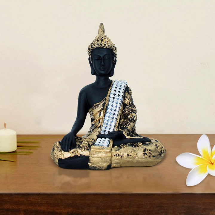 Handcrafted Ployresin Lord Buddha Sitting And Meditation  Statue Showpiece Home Decor/Office Decor/Spiritual Gift - Karigaari India Aesthetic Home Decor