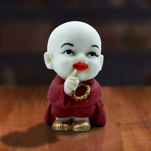 Handcrafted Ployresin Lord Buddha Sitting And Wearing Red Colour Clothes Statue Showpiece Home Decor/Office Decor/Spiritual Gift