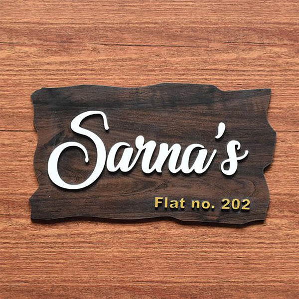 Personalized Stylish Wooden Name Plate for House Custom Beautiful - Karigaari India Aesthetic Home Decor