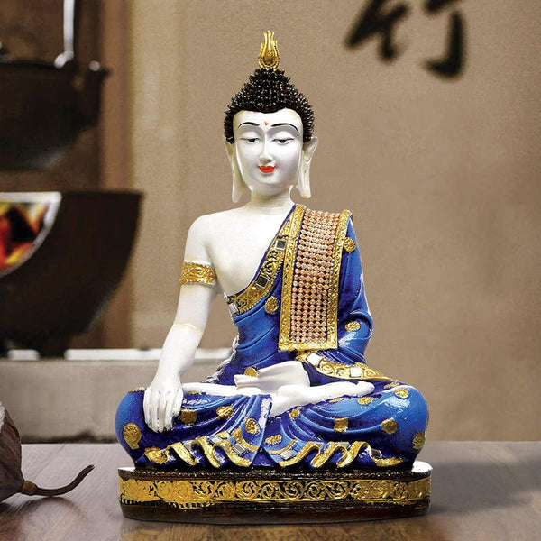Handcrafted Ployresin Lord Buddha Meditating Multicolour  Statue Showpiece Home Decor/Office Decor/Spiritual Gift