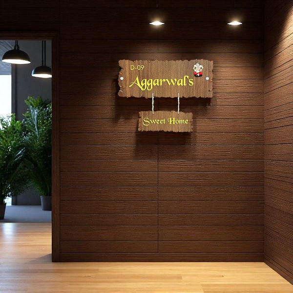 Durable Personalized Wooden Name Plate for House Beautiful Stylish