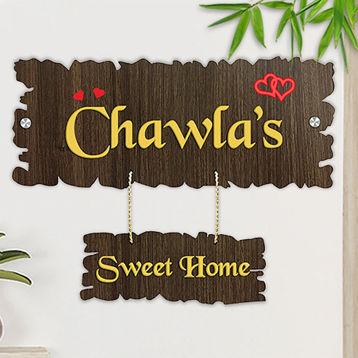 Beautiful Personalized Wooden Name Plate for House Durable Custom - Karigaari India Aesthetic Home Decor