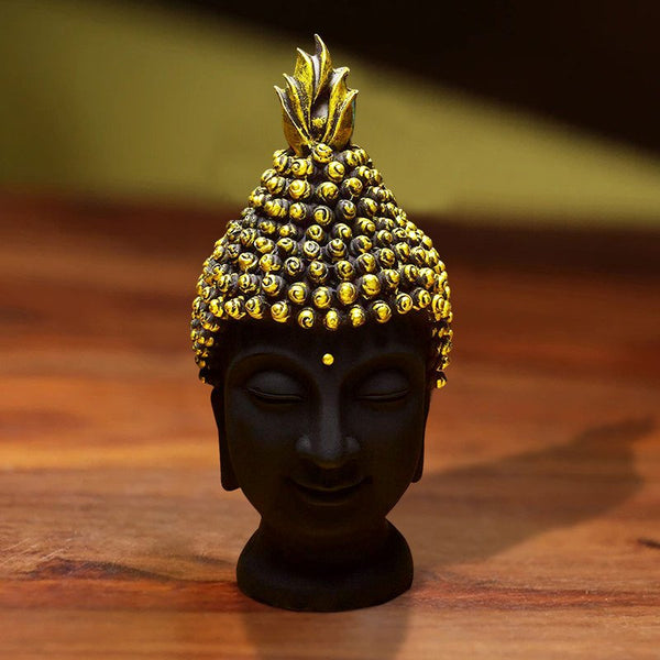 Handcrafted Ployresin Lord Buddha Black Colour Face Statue Showpiece Home Decor/Office Decor/Spiritual Gift - Karigaari India Aesthetic Home Decor