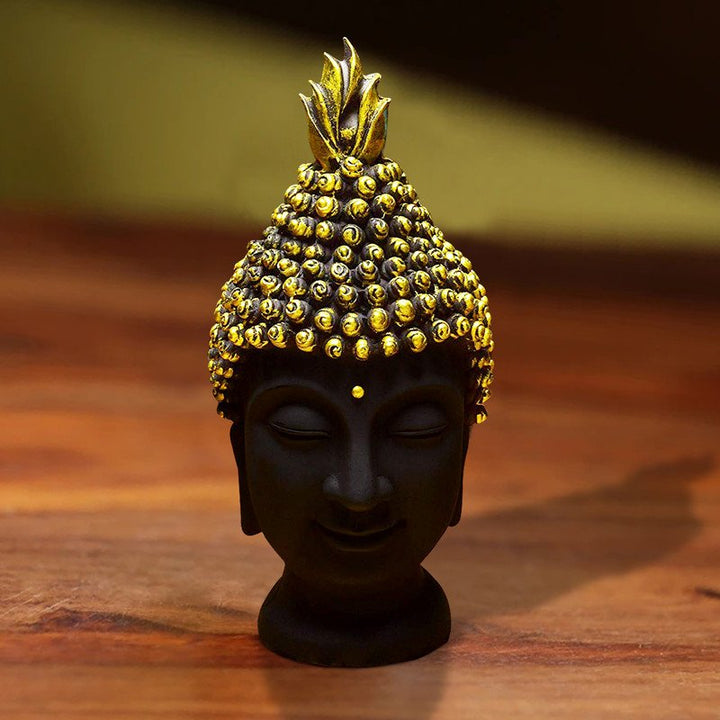 Handcrafted Ployresin Lord Buddha Black Colour Face Statue Showpiece Home Decor/Office Decor/Spiritual Gift - Karigaari India Aesthetic Home Decor