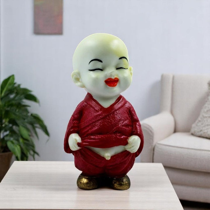 Handcrafted Ployresin Lord Buddha Standing White And Red Statue Showpiece Home Decor/Office Decor/Spiritual Gift - Karigaari India Aesthetic Home Decor