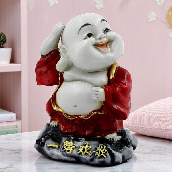 Handcrafted Ployresin Lord Buddha Standing With Putting Hand On Head Statue Showpiece Home Decor/Office Decor/Spiritual Gift - Karigaari India Aesthetic Home Decor