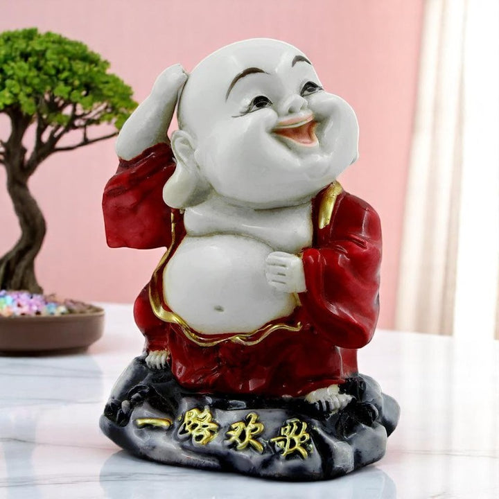 Handcrafted Ployresin Lord Buddha Standing With Putting Hand On Head Statue Showpiece Home Decor/Office Decor/Spiritual Gift - Karigaari India Aesthetic Home Decor