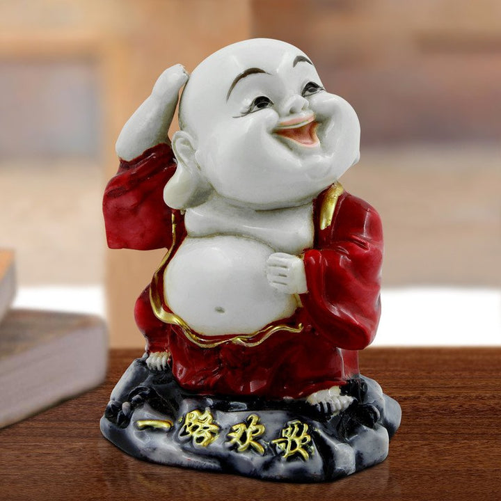 Handcrafted Ployresin Lord Buddha Standing With Putting Hand On Head Statue Showpiece Home Decor/Office Decor/Spiritual Gift - Karigaari India Aesthetic Home Decor
