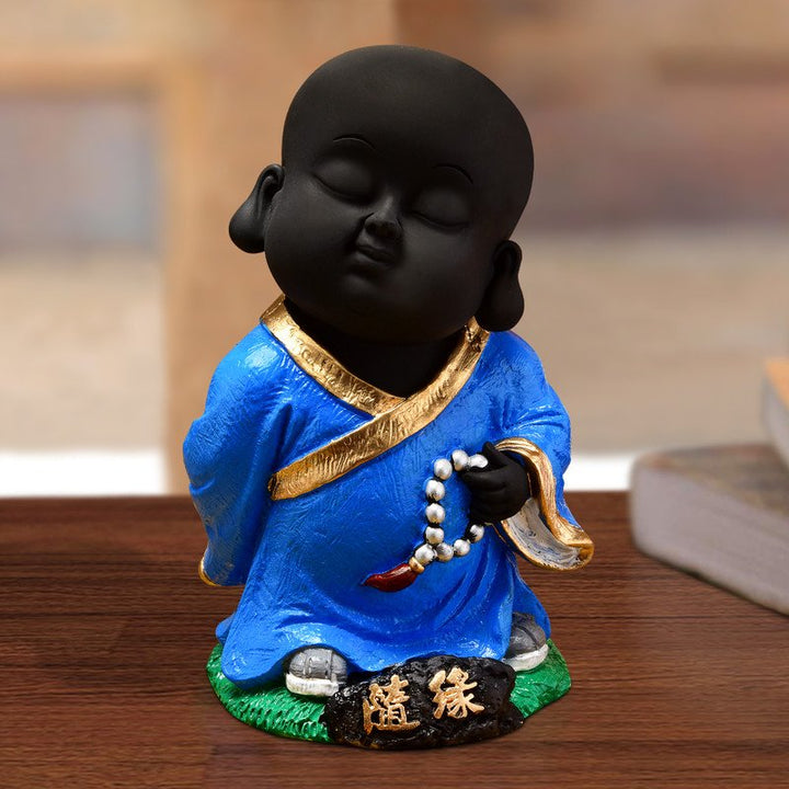 Handcrafted Ployresin Standing Black And Blue Colour Lord Buddha Statues Showpiece Home Decor/Office Decor/Spiritual Gift - Karigaari India Aesthetic Home Decor