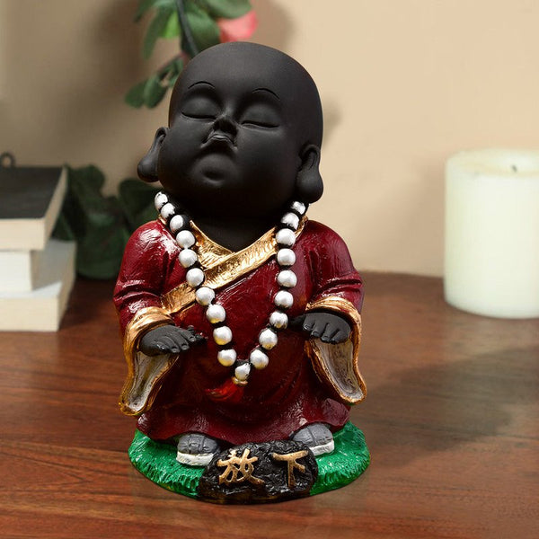 Handcrafted Ployresin Black And Brown  Lord Buddha Statue Showpiece Home Decor/Office Decor/Spiritual Gift - Karigaari India Aesthetic Home Decor