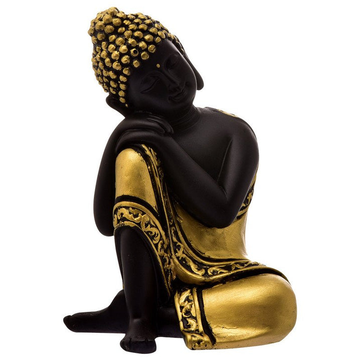 Handcrafted Ployresin Yellow And Black Sitting And Sleeping Lord Buddha Statue Showpiece Home Decor/Office Decor/Spiritual Gift - Karigaari India Aesthetic Home Decor