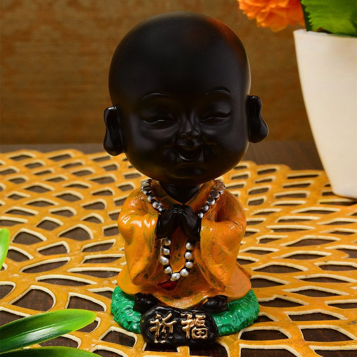 Handcrafted Ployresin Lord Buddha Orange Praying And Sitting  Statue  Showpiece Home Decor/Office Decor/Spiritual Gift - Karigaari India Aesthetic Home Decor