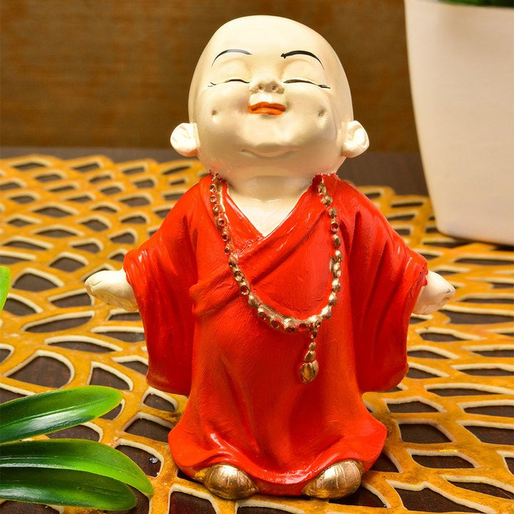 Handcrafted Ployresin  Orange Colour Lord Buddha Standing Statue  Showpiece Home Decor/Office Decor/Spiritual Gift - Karigaari India Aesthetic Home Decor