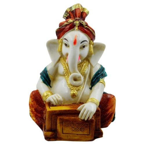 Lord Ganesha Playing Old Style Piaono Idol for Home Decor - Karigaari India Aesthetic Home Decor