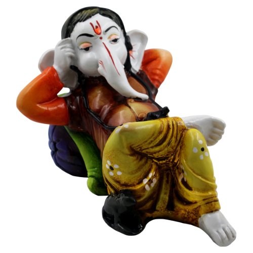 Lord Ganesha Relaxing multiolor Idol for Home Decor - Karigaari India Aesthetic Home Decor