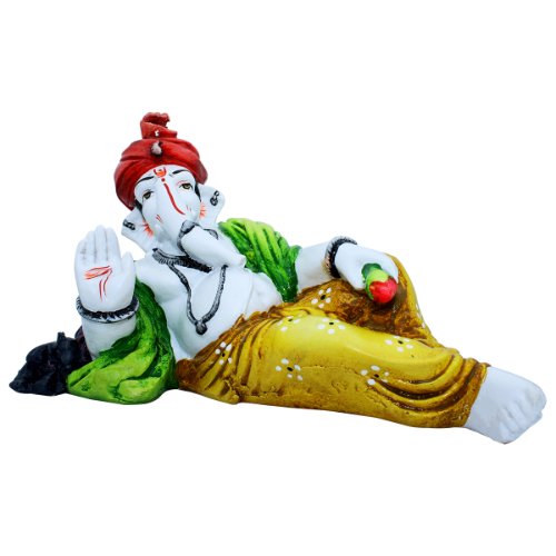 Lord Ganesha Sleeping Wearing Yellow Dhoti Idol for Home Decor - Karigaari India Aesthetic Home Decor