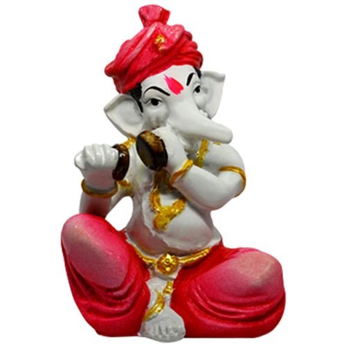 Little Lord Ganesha Idol Playing Instruments Best & Unique Design Pink for Home Decor - Karigaari India Aesthetic Home Decor
