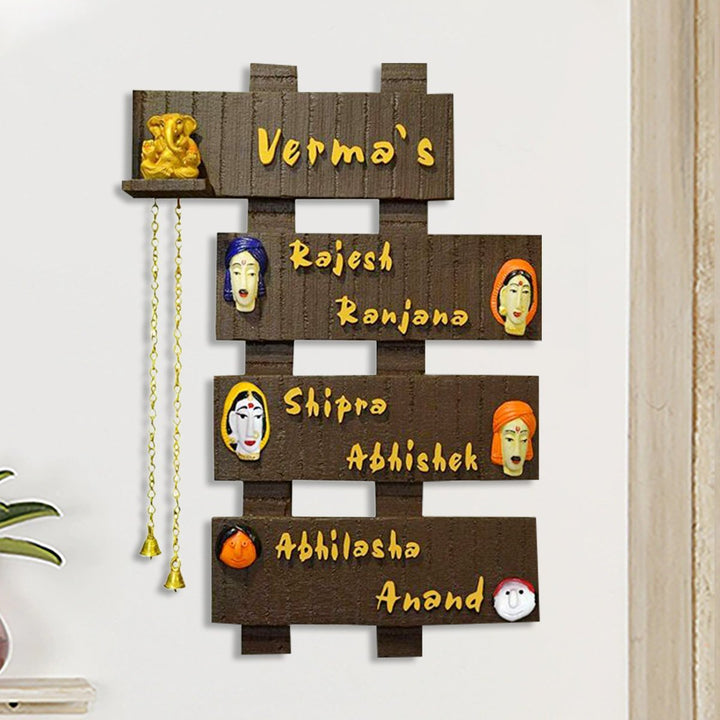 Family Sturdy Customized Name Plate for Home Entrance Office Outdoor with Wooden Letters - Karigaari India Aesthetic Home Decor