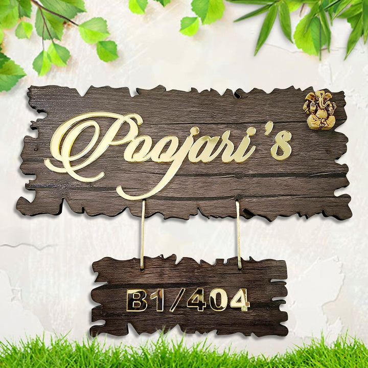 Beautiful Wooden Name Plate for House Customized Durable Decor (Acrylic Letters) - Karigaari India Aesthetic Home Decor