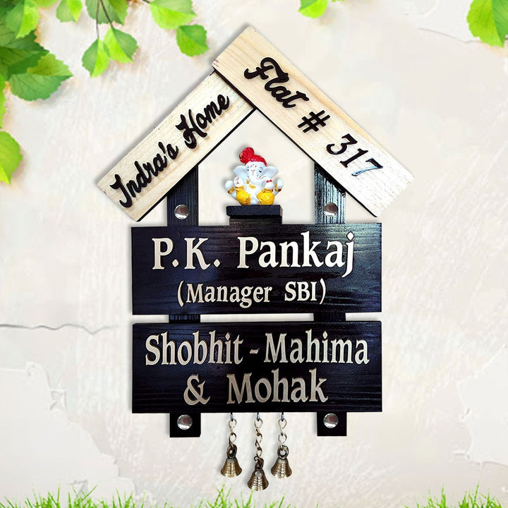 Hut Style Durable Beautiful Wooden Name Plate for Home Office Sturdy - Karigaari India Aesthetic Home Decor